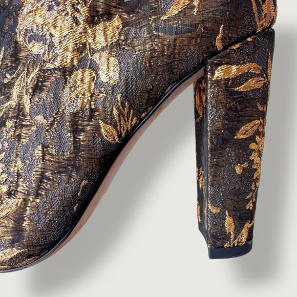 Jessica Simpson | Metallic Brocade Ankle Boots / Block Heel Booties | 6 | Chic - Picture 6 of 16